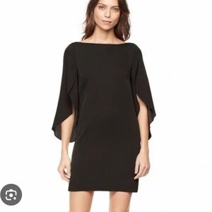 Milly Stretch Silk Crepe Butterfly Sleeve Black Mini Dress Size 4